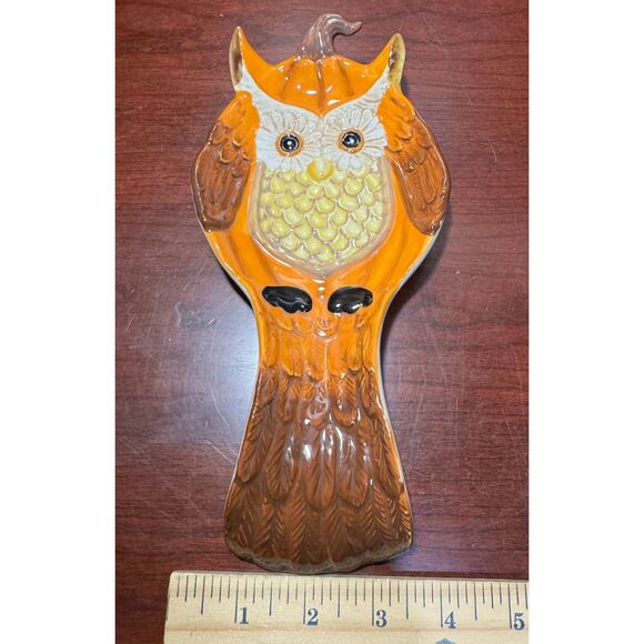 Cracker Barrel Owl Spoon Rest Stoneware Microwave & Dishwashter Safe Approx 9" L - Picture 6 of 6